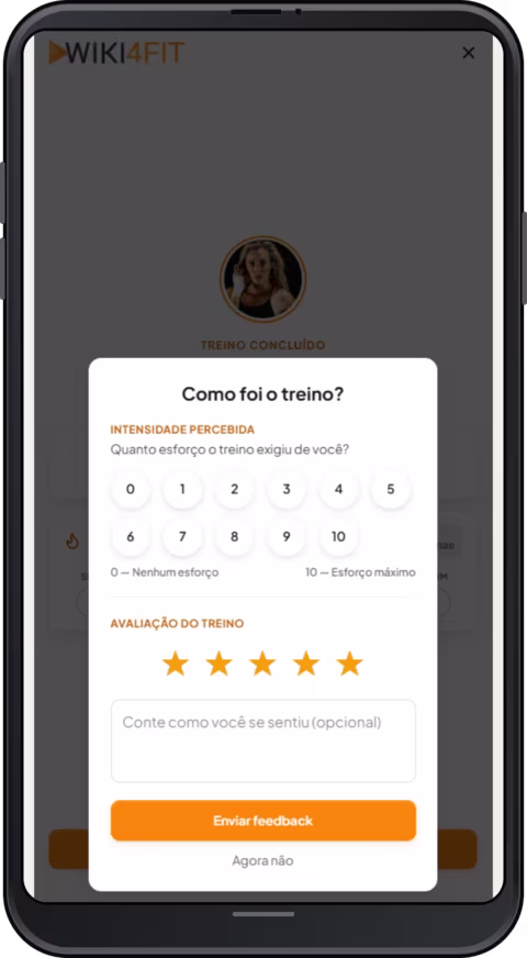 Feedback do treino enviado pelo aluno