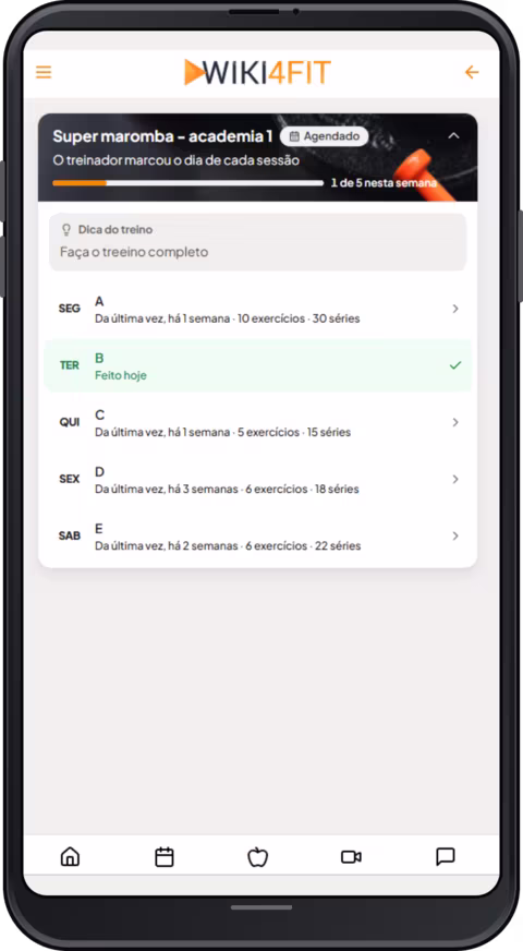 Resumo semanal de treinos